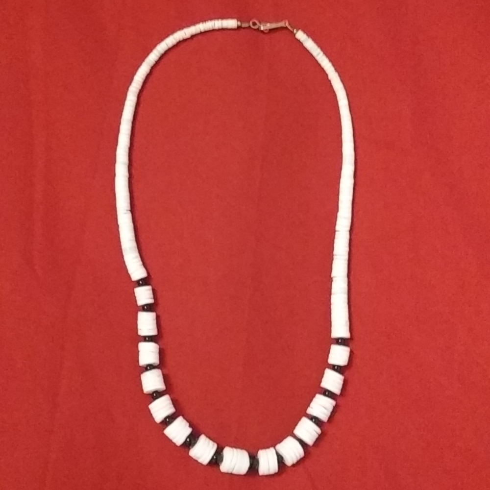 White and black shell and beaded necklace